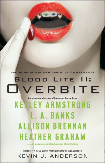 "The Close Shave" by Mike Resnick & Lezli Robyn, appeared in the BLOOD LITE 2: OVERBITE anthology by SIMON & SCHUSTER. Edited by Kevin J. Anderson. Cover design by Lisa Litwack. (United States, October 2010)